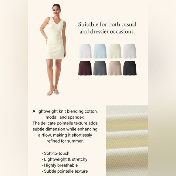 New OGL Stretch Cotton Pointelle A-line Mini Skirt with Built-in Shorts Size S - Picture 13 of 14